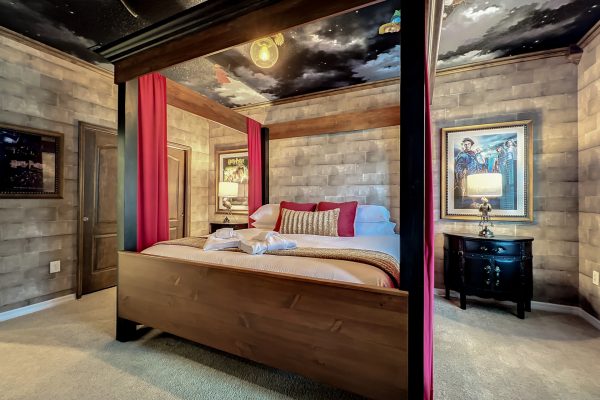 Harry Potter Bedroom with custom bed and ceiling mural